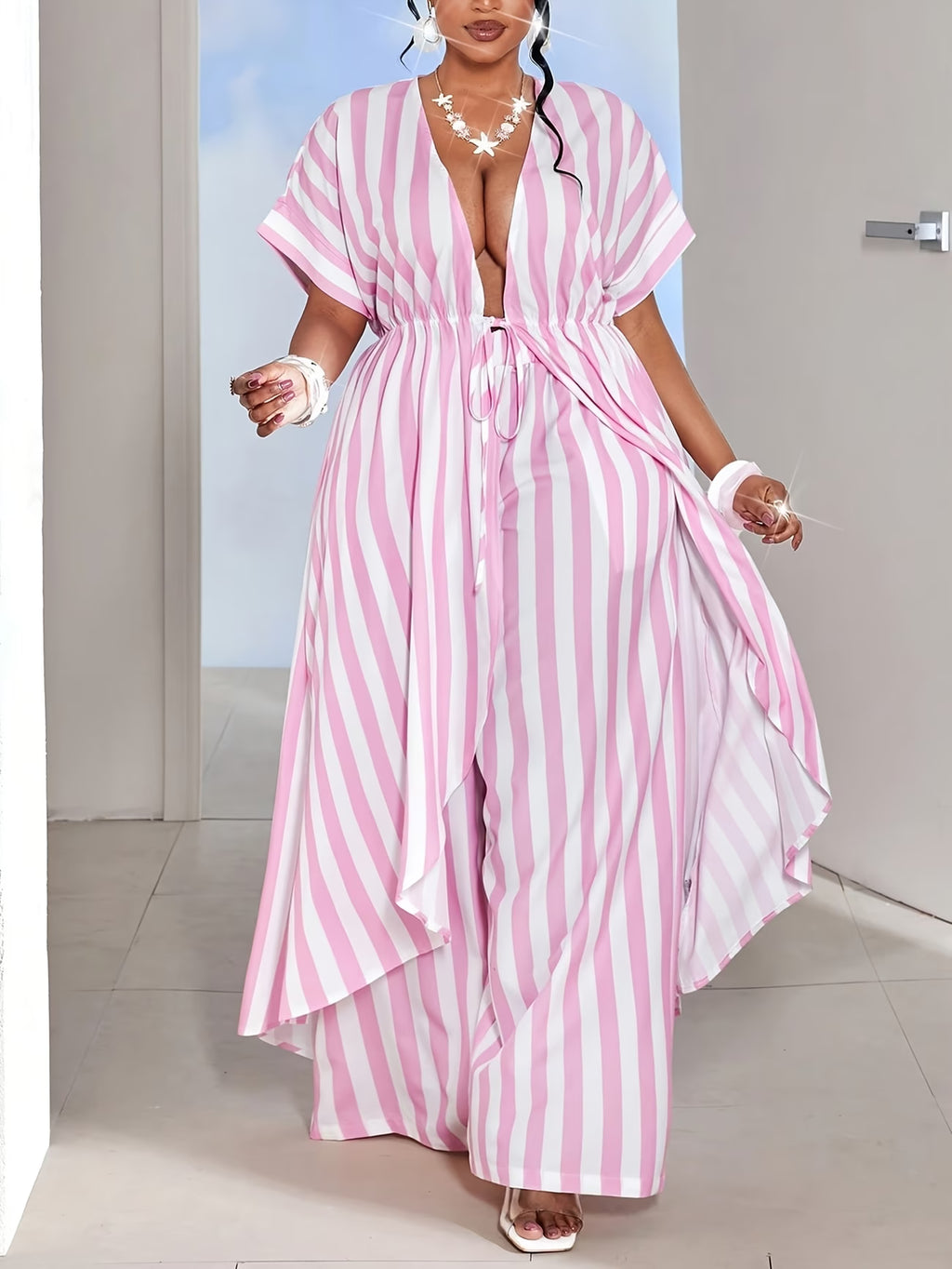 2 PCS Long Top With Matching Pants