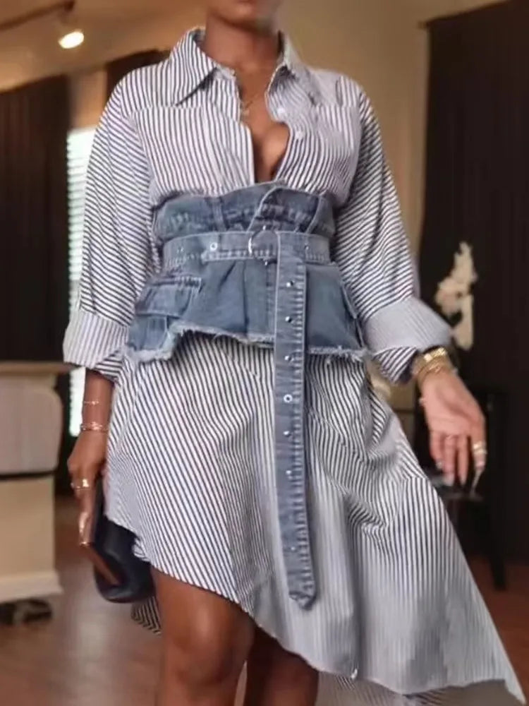 Sara Chic Dress Shirt with Belt