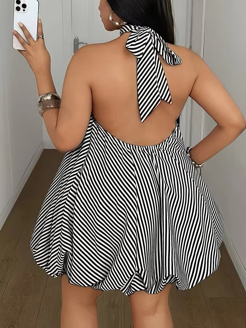 Tie Halter Back  Mini Dress