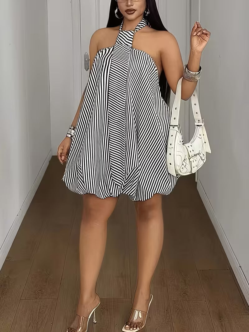 Tie Halter Back  Mini Dress